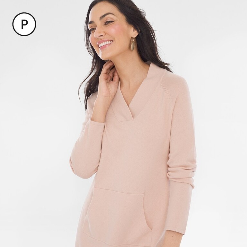 PETITE COTTON-CASHMERE BLEND POCKET TUNIC-NWT